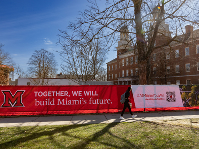 Miami University brand activation construction banners